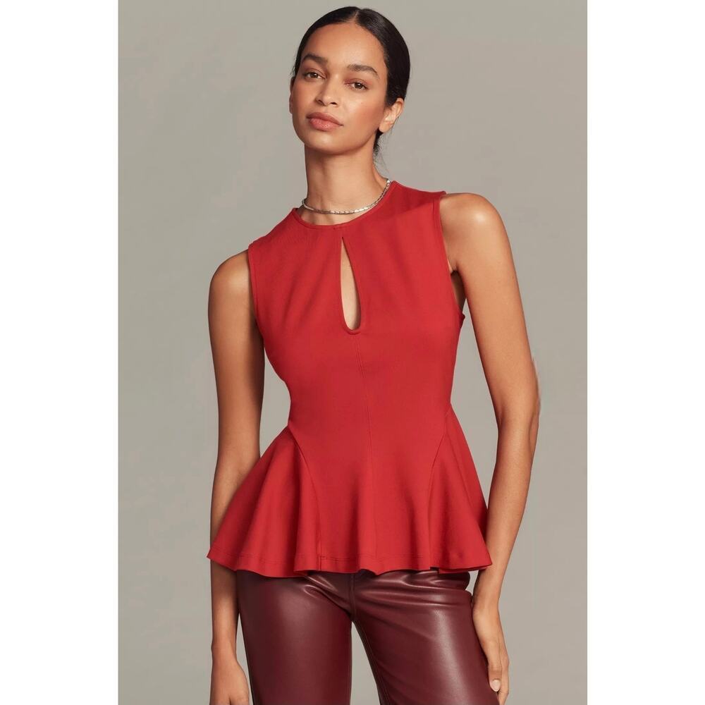 NWT Maeve Night Watch Peplum Tank Top Red Wine. Retails $88